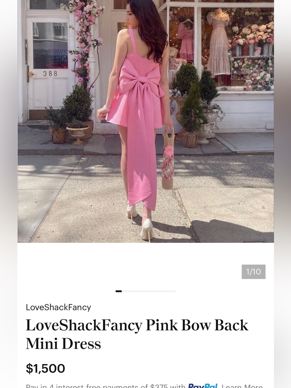 White Birch LoveShackFancy Inspired Spin Bow Back Mini Dress Pink Size Small - Picture 9 of 10